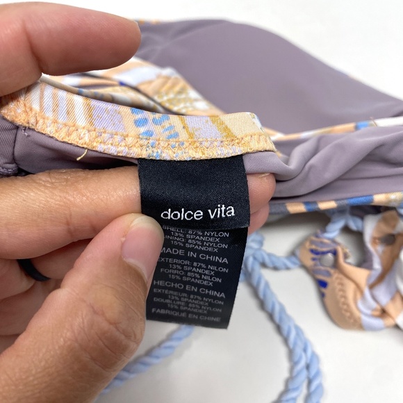 Dolce Vita High Neck Lace Up Bikini Halter TOP ONLY in Cloud Peach White… - Picture 7 of 8